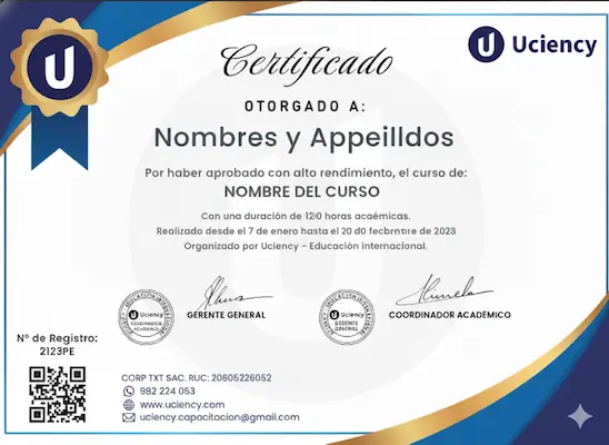 Anverso del Certificado Institucional Uciency