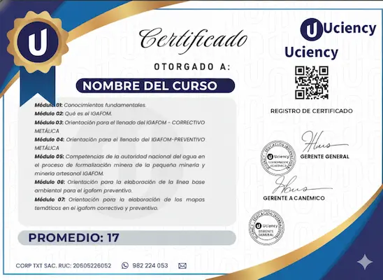 Reverso del Certificado con Temario Detallado